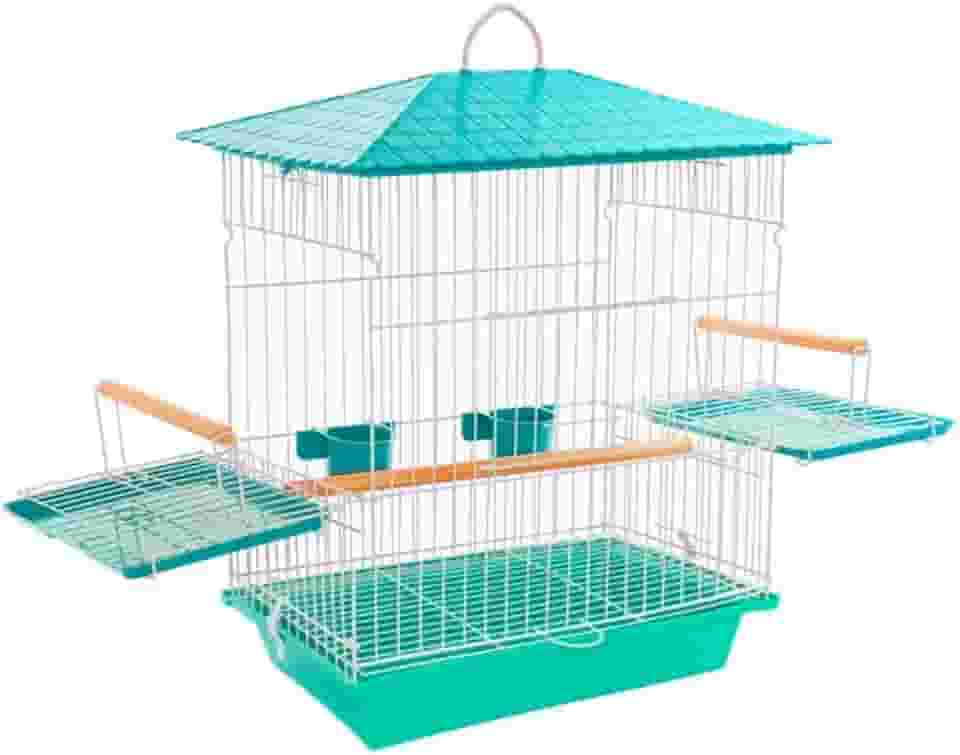 Viveiro Gaiola para Calopsita Mansa Aramado Teto Plástico Epóxi Comedouros Argolas Acessórios (Vermelho)