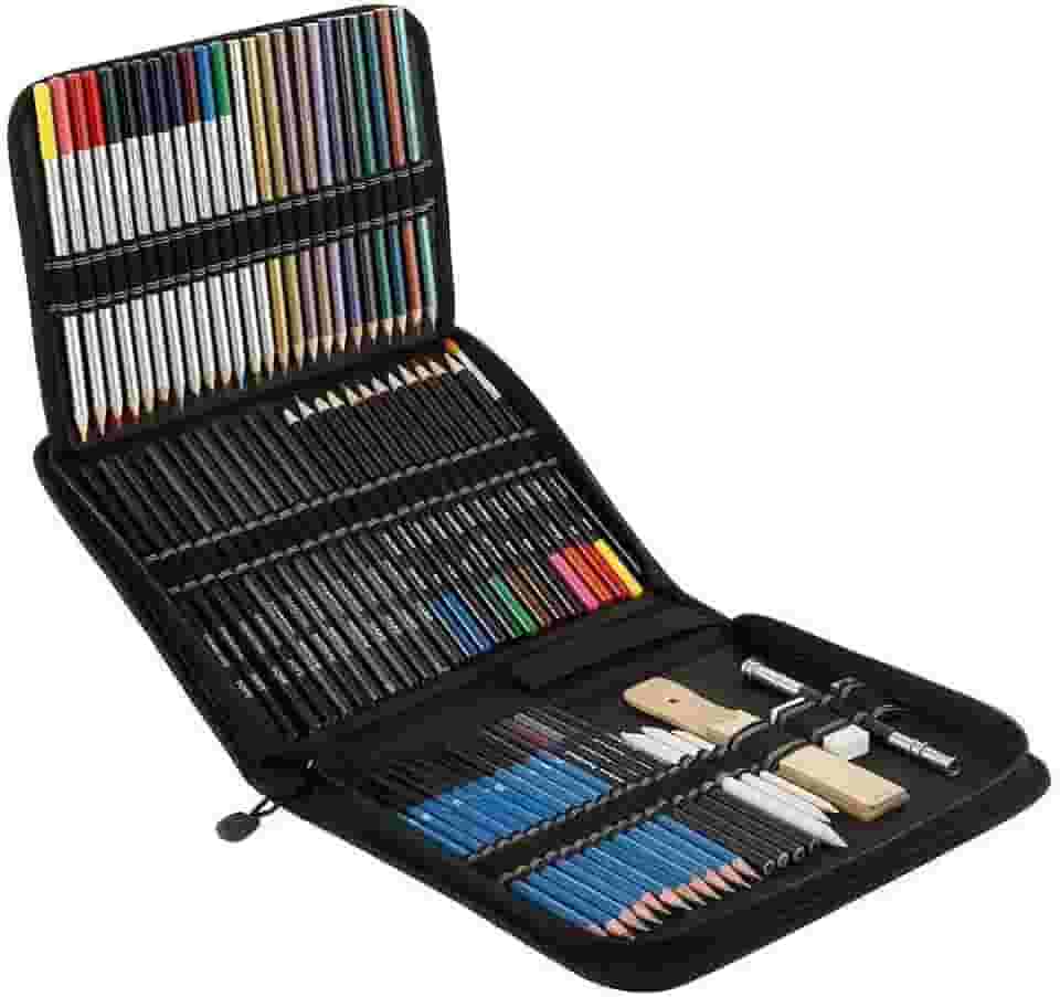 Conjunto de lápis de arte profissional com 72 peças, Kit de esboços para caderno de desenho, aquarela, grafite, metal, lápis de carvão para artistas iniciantes adultos e crianças adolescentes