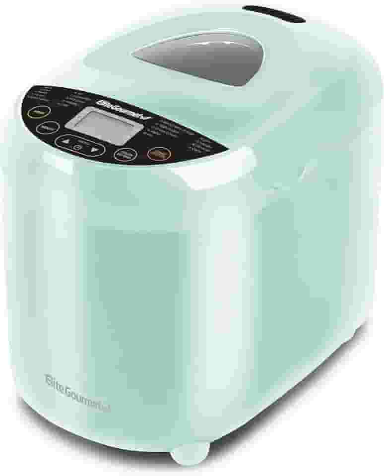 Elite Gourmet EBM8103M Máquina de fazer pão programável, 3 tamanhos de pão, 19 funções de menu sem glúten branco centeio de trigo francês e mais, 2 kg, menta