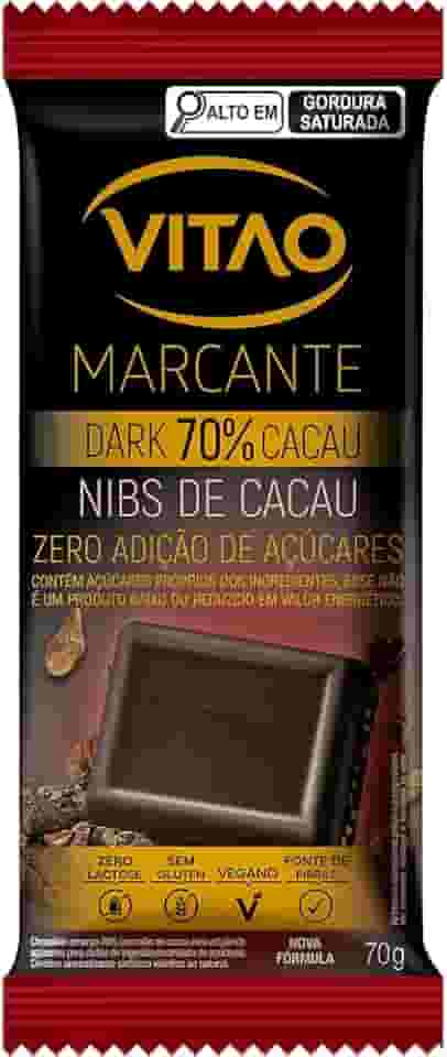 'Chocolate Vitão Dark 70% Cacau Nibs de Cacau Zero Açúcar 70g