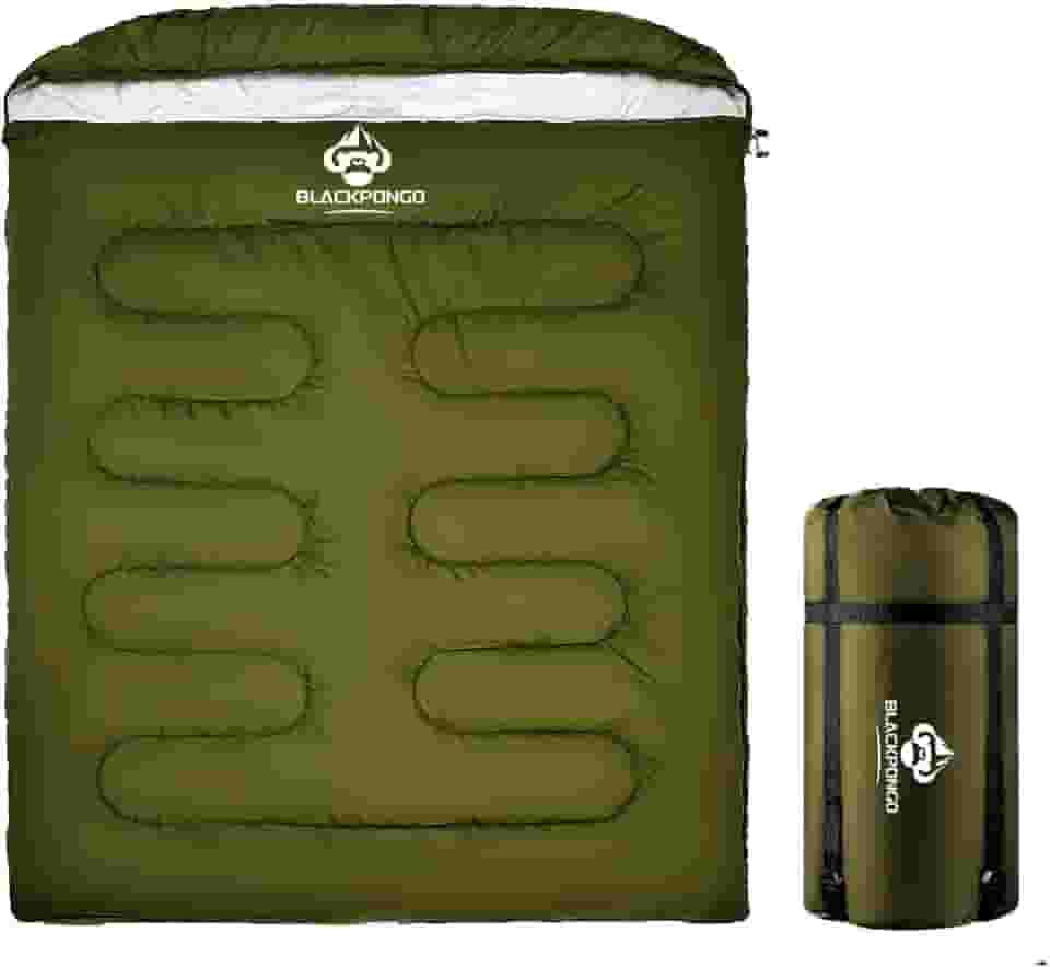 Saco de dormir duplo para adultos e homens, saco de dormir tamanho queen para duas pessoas para todas as estações, acampamento, caminhadas, mochilão, sacos de dormir para 2 pessoas para clima frio e