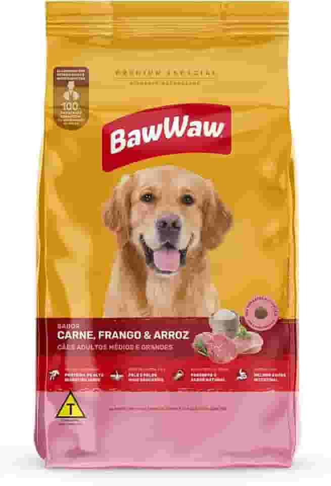 Ração Baw Waw para cães adultos médios e grandes sabor Carne, Frango e Arroz - 2.4kg