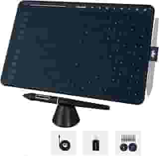Mesa digitalizadora HUION HS611 Tablet gráfico com 10 teclas de atalho, 8 teclas multimídia Stylus sem bateria 8192 caneta pressão inclinação digital arte tablet para pintura, design esboço iniciante
