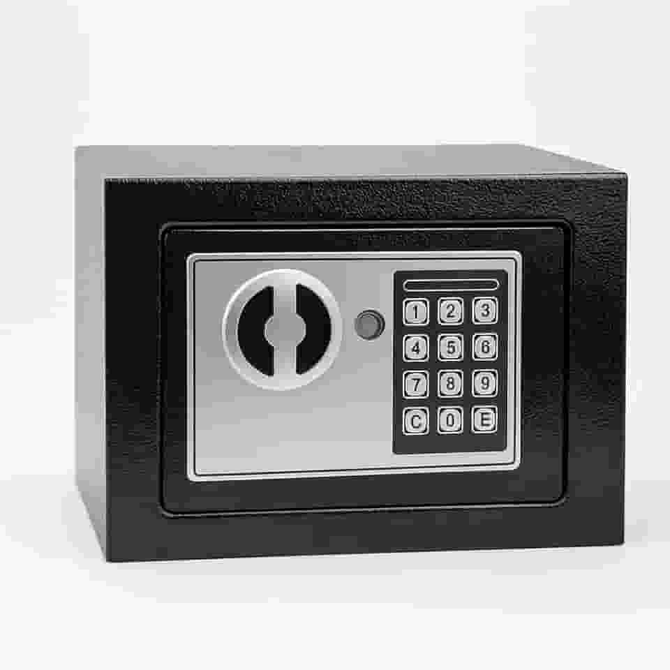 Cofre Digital Eletrônico com Teclado Numérico, Chaves de Segurança, Ideal para Casa, Escritório e Hotel