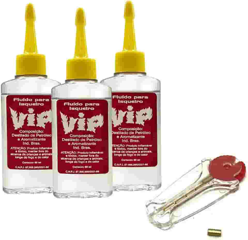 3 Fluído Vip + Perdra para Isqueiro tipo Zippo, flip, recarregável.