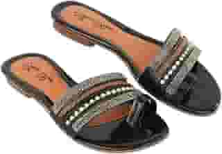 Rasteirinha Feminina Strass Tamanho Especial Sandália Confortável