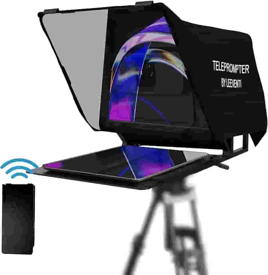 Leeventi Teleprompter I compatível com iPhone, iPad, smartphones Android, câmera fotográfica ou vídeo I adequado para todos os tripés I 600g, 30 × 40 × 3 cm