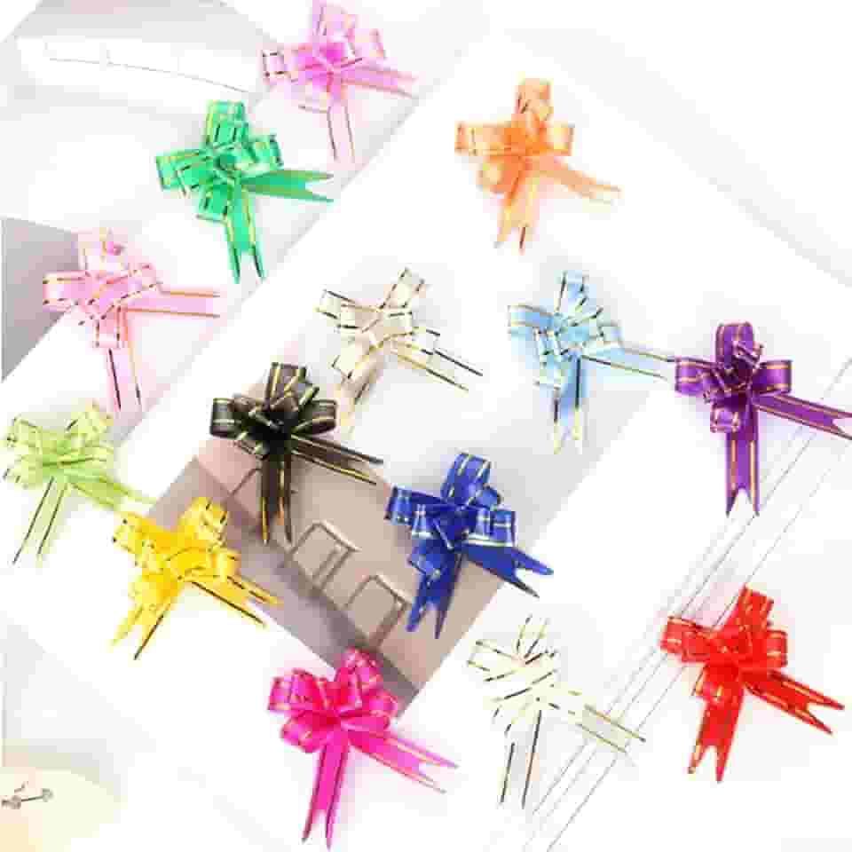 Laço Pronto, Laço Fácil, Laço Mágico Para Presente Com Fio - Tamanho 12 (P) - Kit com 100 Unidades (Sortido)