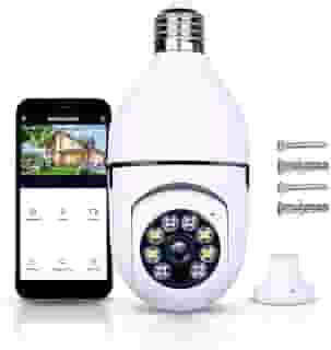 Câmera Lampada De Segurança Inteligente Ip Wifi Com Visão Noturna Vigilancia Interna Externa Giratoria Espiã 360º Cor Branco