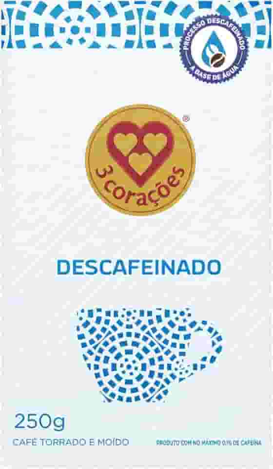 3 Corações Café Torrado e Moído Descafeinado 100% Arábica, 250G