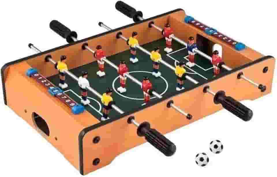 Pebolim Jogo de Futebol de Mesa Portátil Completo 12 Jogadores 31x51cm Placar e Bolas