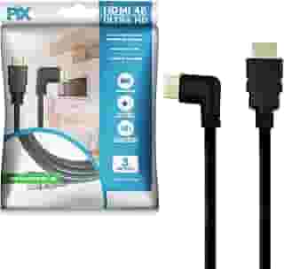 PIX Cabo HDMI 2.0 4K 19 Pinos - Plug 90 Graus, 3 Metros