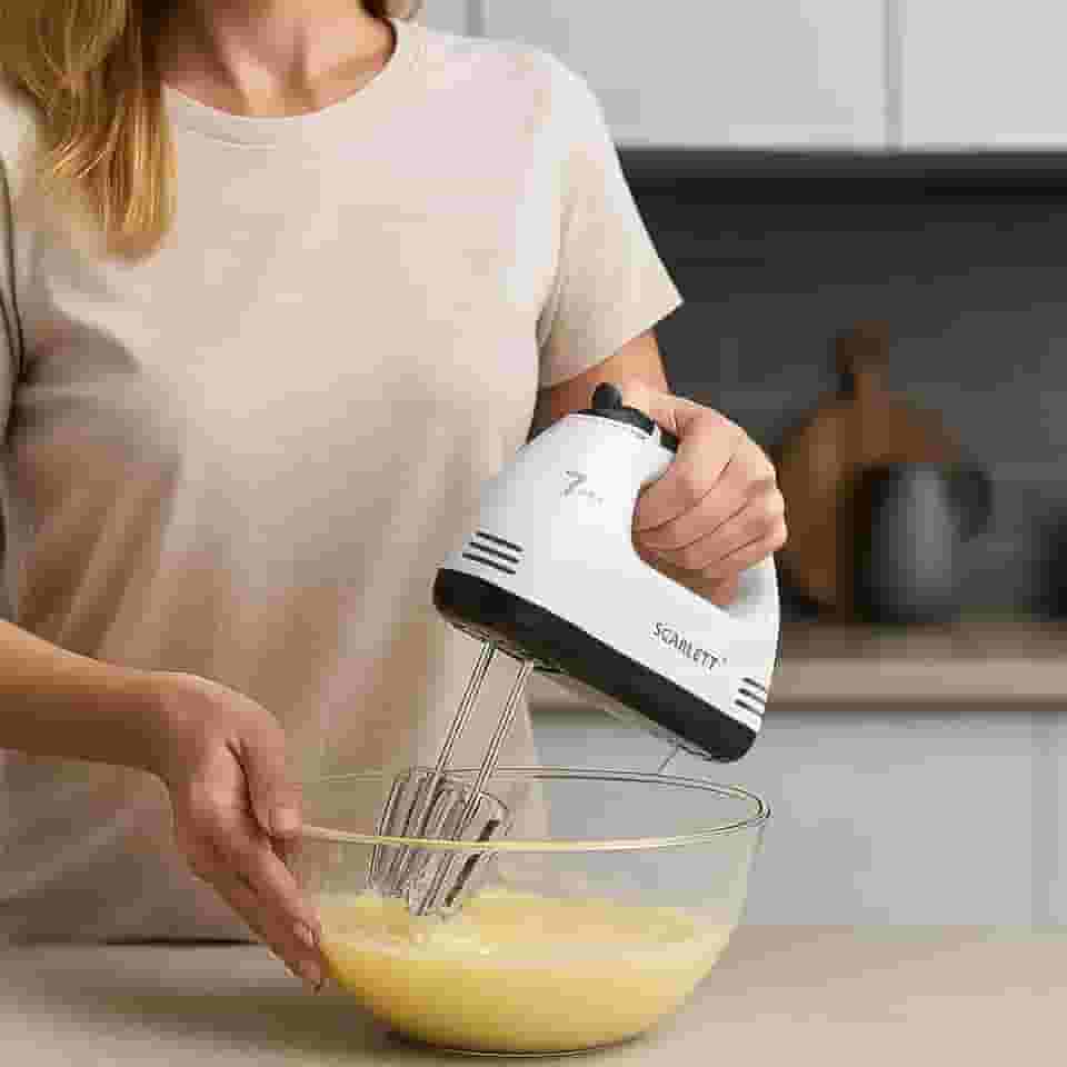 Mini Batedeira Portátil 7 Velocidades 260W com Batedores Massas Clara 110V