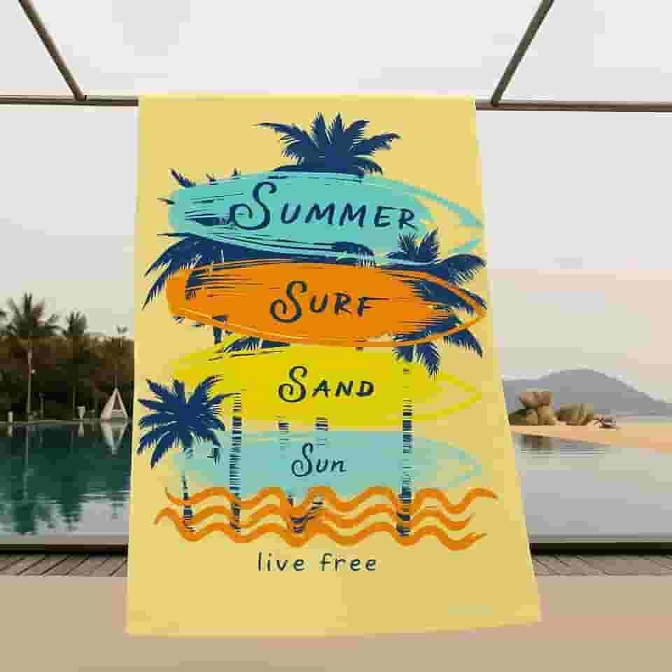 Toalha Estampada Grande 1,40m x 70cm Macia Absorve Piscina Praia Várias Dona Delicada Modelo (PRANCHAS SURF)