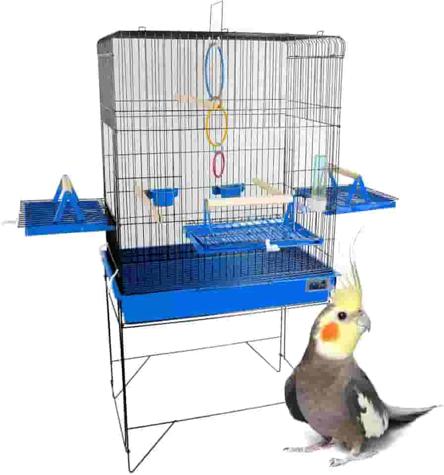 JEL PLAST VIVEIRO CONFORT TRIPLEX BLACK AZUL - Calopsita - Desmontável - Viveiro para Aves - 55cm x 38cm x 101cm - Preto com Azul