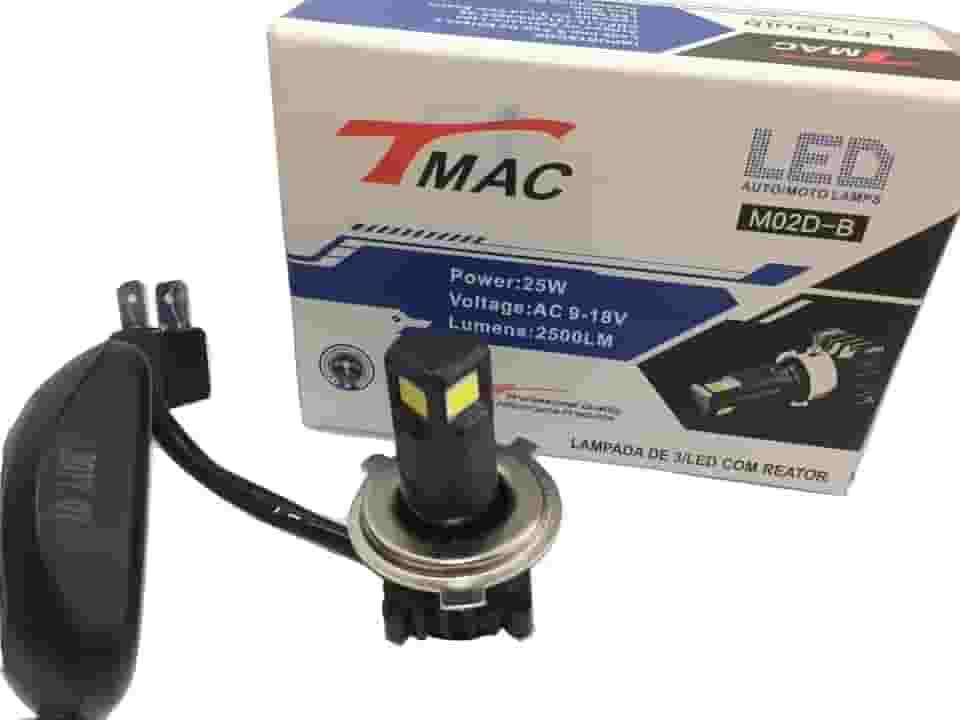 Lampada de Led H4 Moto Farol Efeito Xenon 6000k Super Branco T-Mac Unidade