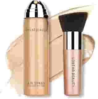 LOKFAR Spray de Base AirBrush, Névoa Sedosa, Conjunto de Maquiagem Com Pincel, Cobertura Total para Acabamento Suave e Radiante, Fórmula Respirável e Hidratante Leve | #02 Nude