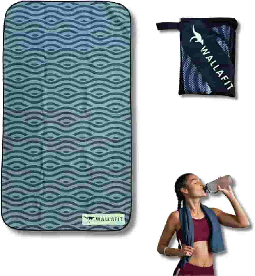 Wallafit - Toalha Esportiva de Microfibra, Tamanho Médio, 90x50cm, Ultra-absorvente, Seca Rápido, Sem Odor, Leve, Compacta, para academia, esportes ao ar livre, corrida, yoga (Cinza Vulcânico)