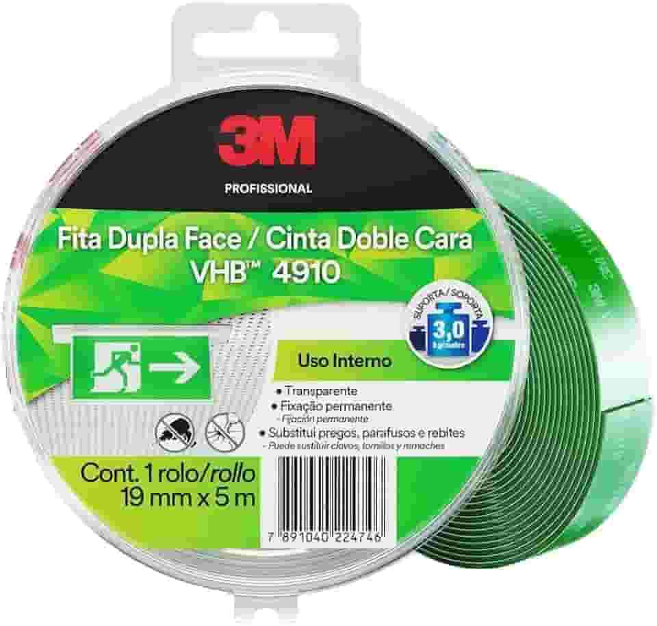 VHB, 3M, Fita Dupla Face, 4910, Transparente, 19mm x 5m