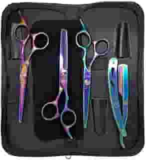 Kit Barbeiro Aço Inox Cabeleireiro Tesouras Navalha Pentes Barbearia Corte Masculino Profissional Barbeiro Cabeleireiro - Upshop (Tesoura Boreal)