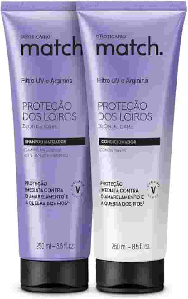 Combo Match. Proteção dos Loiros O Boticário Shampoo e Condicionador para Cabelos Loiros ou Descoloridos Protege a Cor e Aumenta o Brilho