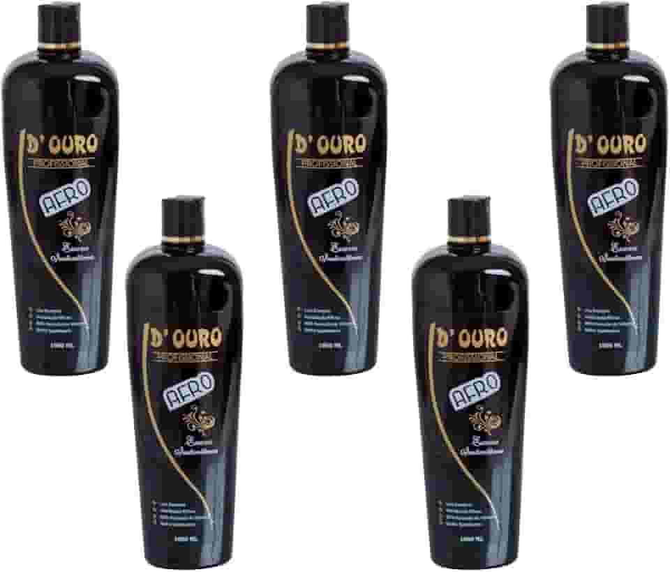 D’Ouro Escova Progressiva Afro 1000 ml – Kit 5 unidades | alisamento nutritivo, resistência e movimento natural
