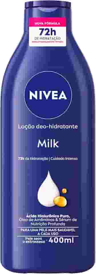 NIVEA Loção Deo-Hidratante Milk 400ml - Hidratação e nutrição profunda por 72h para uma pele macia e suave