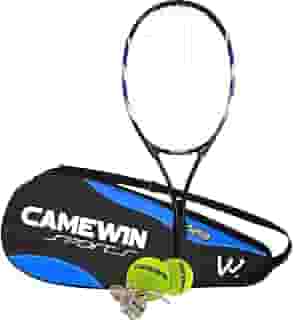 Kit Raquete de Tênis 26 Polegadas Fibra de Carbono com Estojo Azul + 2 Bolinhas de Tênis