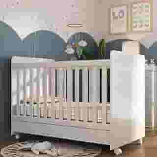 Berço multifuncional americano Pimpolho 3 em 1 com rodízios Multimóveis Branco 3 ANOS DE GARANTIA