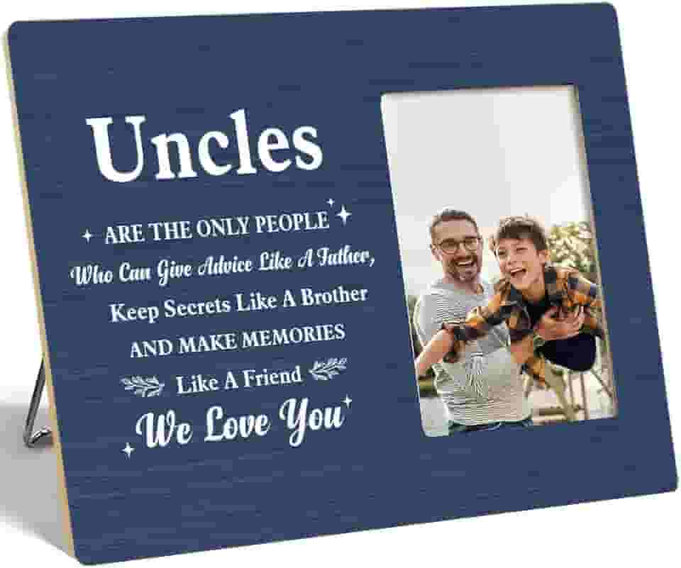 OTINGQD Presentes para tios, tios são as únicas pessoas que podem dar conselhos como um pai, moldura de madeira para exibição de parede de mesa, presentes de tio para aniversário, Natal, porta-retrato