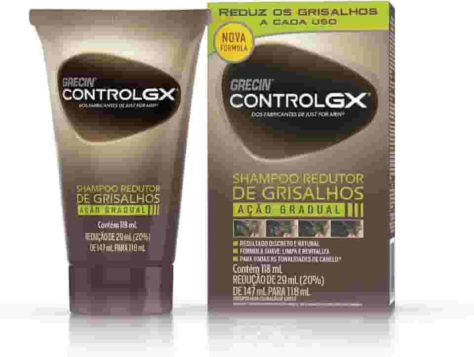Grecin Control GX Shampoo, Redutor de Grisalhos, Ação Gradual, Aparência Natural, Para Todas as Tonalidades de Cabelo, 118ml