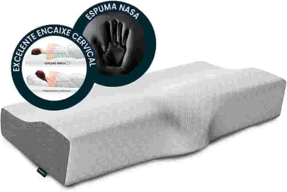 Travesseiro Cervical NASA - Coluna Relax - Suporte Ergonômico com Carvão Ativado e Elevação Lateral para Suporte Adicional