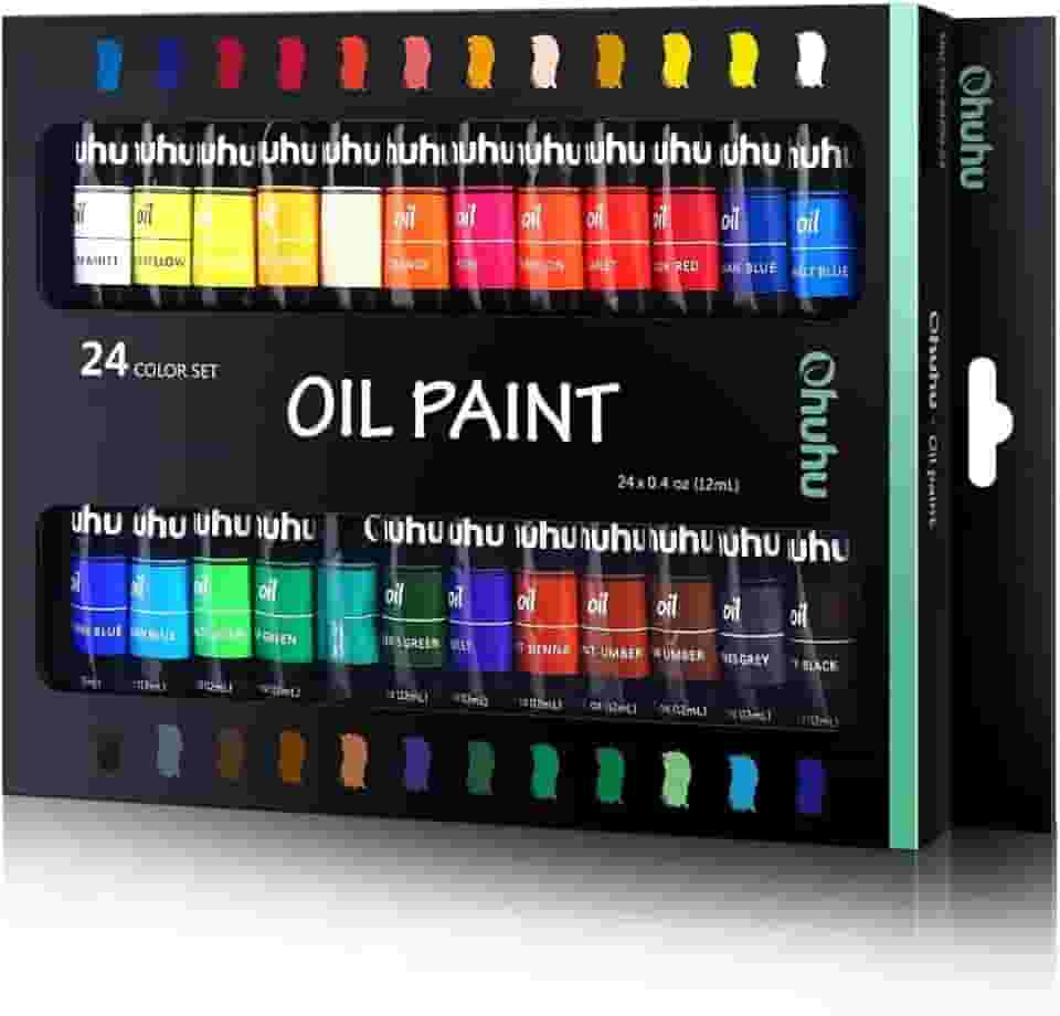 Kit Tinta A Óleo Profissional 24 Cores Vibrantes (12ml cada) – Set Completo Não Tóxico Para Pintura Artística Em Tela, Ideal Para Iniciantes E Artistas Experientes