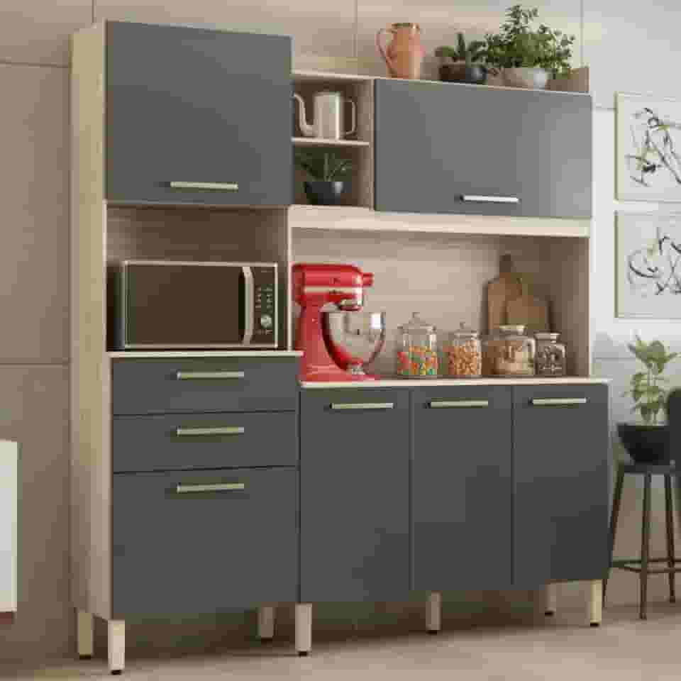 Armário de Cozinha 6 Portas 2 Gavetas Select Demobile Avena Grafito