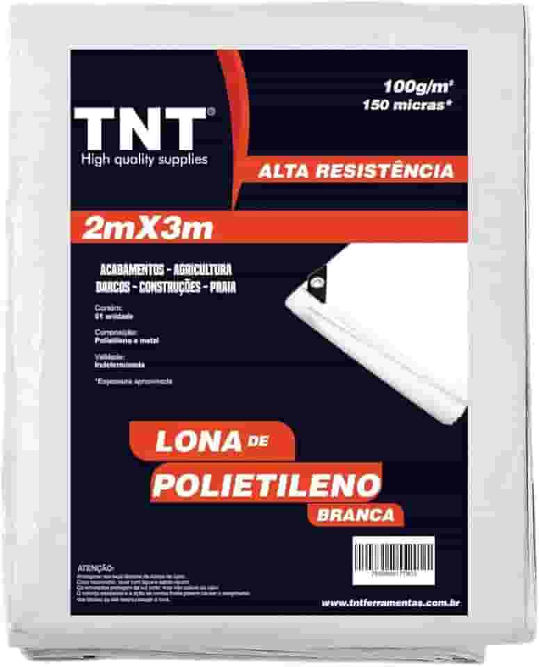 TNT Lona de Polietileno Branca Forte Reforçada 150 Micras para Piscina, Toldo, Cobertura (2x3)