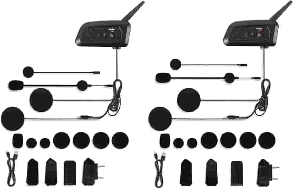 Intercomunicador Capacete (2 Unidades), Bidirecional, 1500M, Intercomunicador V6 Plus, Comunicador Capacete Moto, Para Sistema de Comunicação para Esqui, Motocross