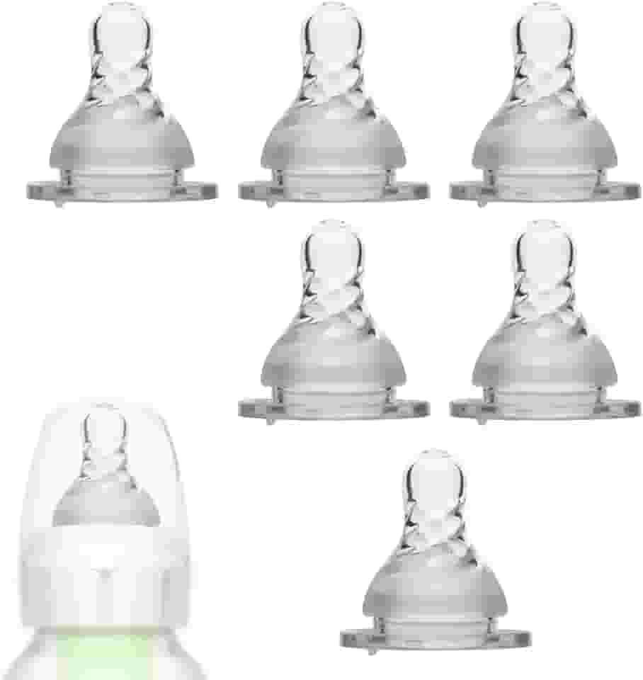 BOXOB 6 Peças Bico de Silicone para Mamadeiras Dr. Brown, 3,8 cm Fluxo Lento Bico Estreito de Transição Acessórios Reposição para Canudo Compatível com Mamadeiras Dr. Brown