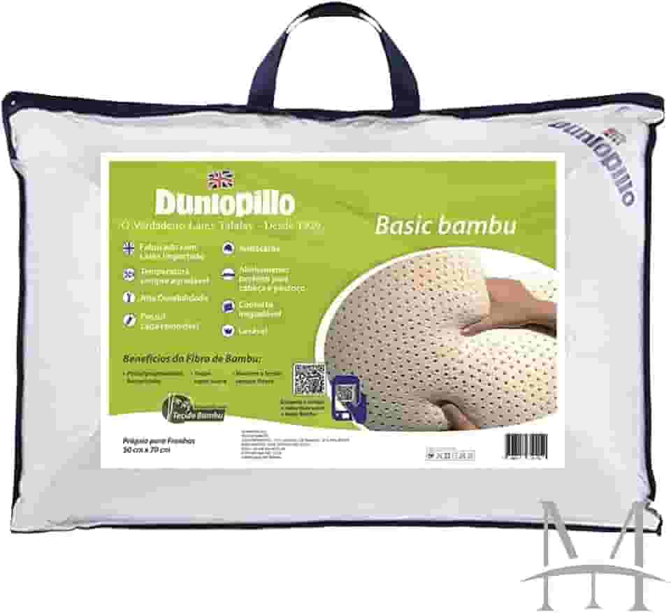 Travesseiro de Látex Basic Queen Dunlopillo c/Capa de Fibra de Bambu 50 x 70 cm