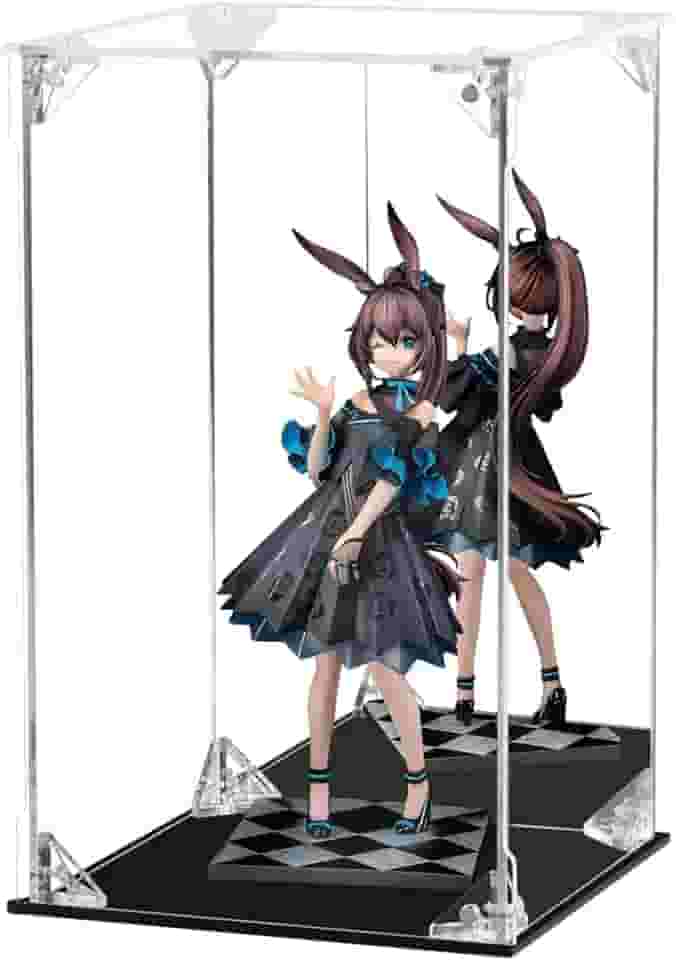 Dezzer vitrine de acrílico para colecionáveis ​​montar caixa de exibição de acrílico transparente com parte traseira espelhada, caixa de vidro alternativa para figuras de ação modelo lego ex