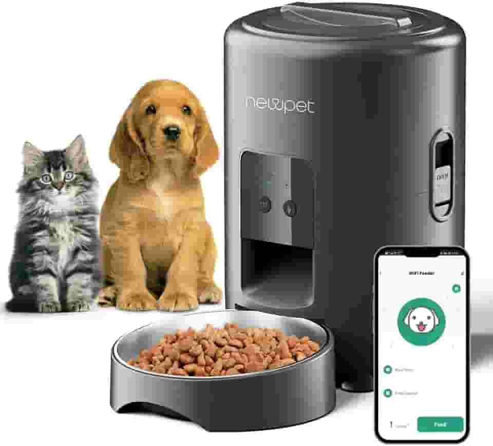 Alimentador Automático Pet, 2L Comedouro para Caes Fácil Comedouro Elevado para Caes, Controle de Aplicativo WiFi