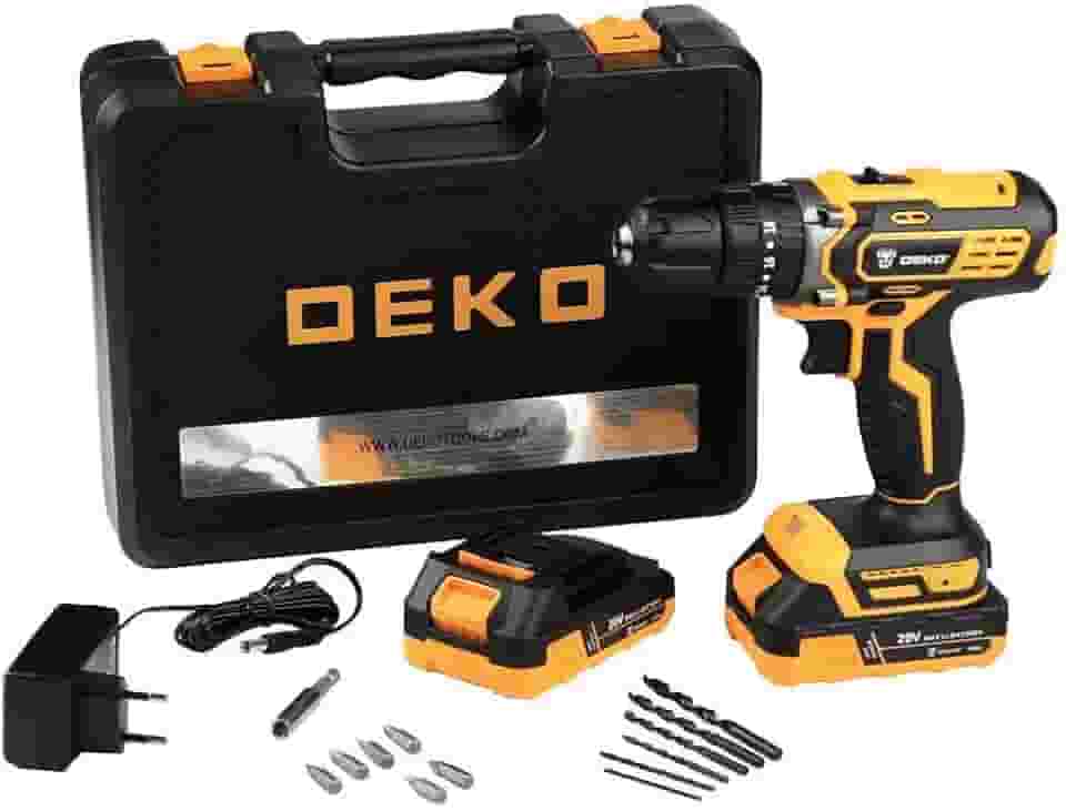 Parafusadeira Furadeira de Impacto 3/8 Polegadas 20V com 2 Baterias 1.5AH Lí-íon Carregador e Maleta com Acessórios - Deko