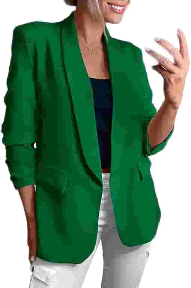 Blazers casuais femininos para negócios, com botões na frente, para escritório, blazers com frente aberta