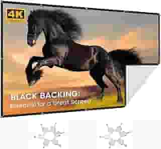 Tela de Projeção 100 Polegadas Dobrável, Compatível com 4K e 3D, Ângulo de Visão 179°, Fácil de Instalar com Kit Completo