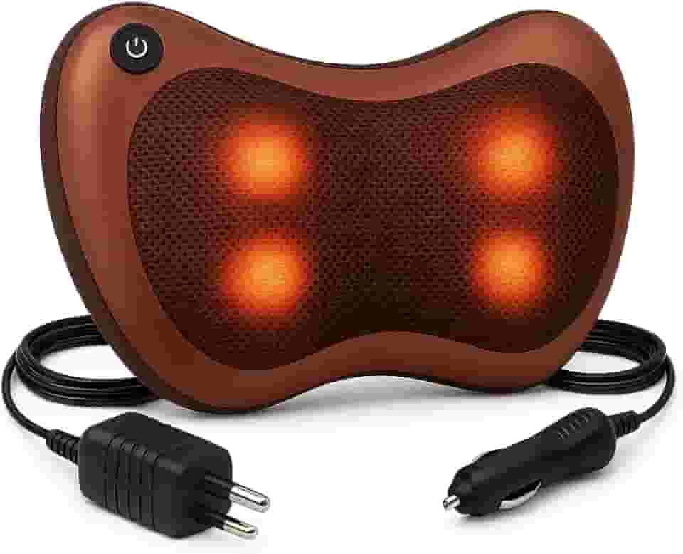 Almofada Massageadora Shiatsu 4 Pontos de Massagem com Aquecimento Massageador Elétrico para Pescoço Costas Pernas e Pés