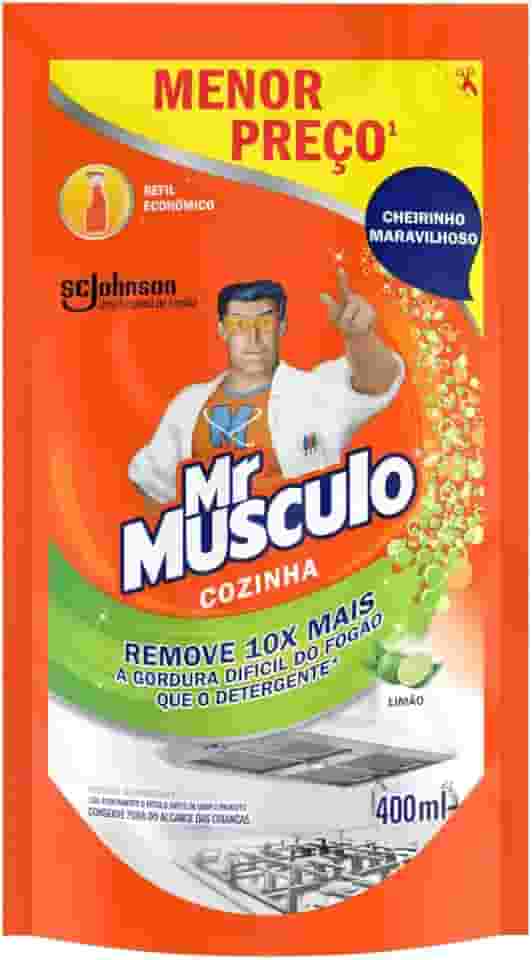 Mr Músculo Cozinha Limão, Detergente Desengordurante Refil, Sachê 400ml pelo Menor Preço