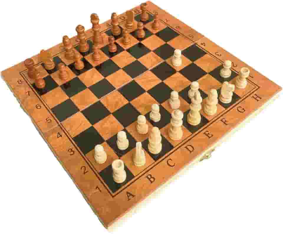 Jogo de Xadrez 3 em 1 Damas Gamão Tabuleiro Madeira Maleta Dobrável Portátil Brinquedo Educativo Infantil Peças