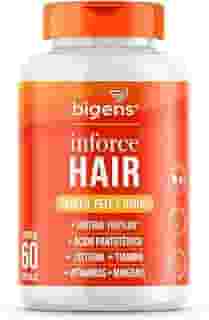 Inforce Hair, multivitaminico para cabelo, pele e unhas, Biotina, Ácido pantotênico, Cisteína, Tiamina, 60 cápsulas, Biogens