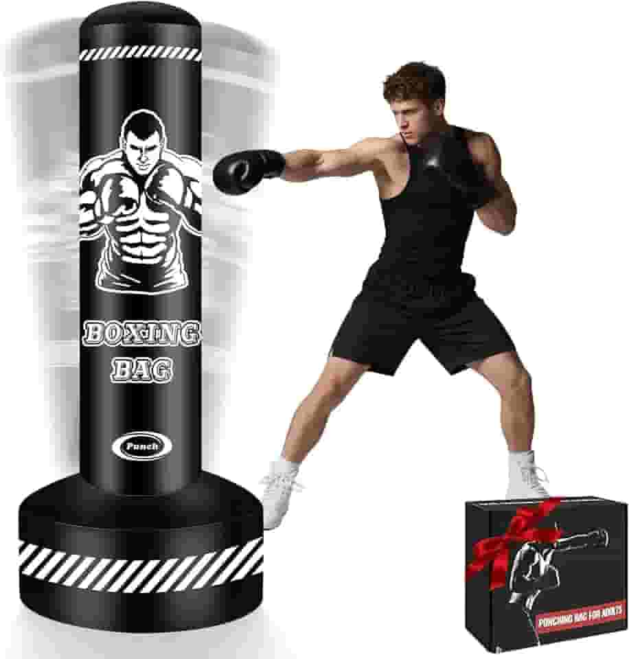 Saco de pancadas de pé para adultos e adolescentes, saco de pancadas independente de 177,8 cm, bolsa pesada, mulheres e homens, bolsa de boxe com suporte, para treinamento, MMA, fitness, casa