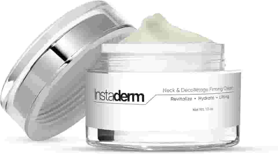 Creme firmador para pescoço e decote – Tratamento de aperto e levantamento para crepes, rugas, flacidez da pele e linhas verticais. Fórmula peptídica antienvelhecimento para aumentar a hidratação e o