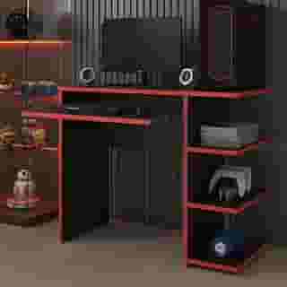 Mesa Escrivaninha Para Computador Escritório Pc gamer (preto/vermelho)